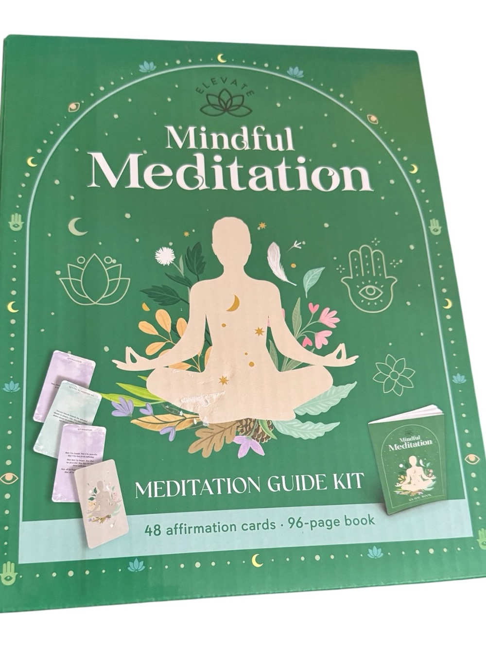 Elevate Mindful Meditation Guide Kit 48 Affirmation Cards & 96-Page Book Hinkler